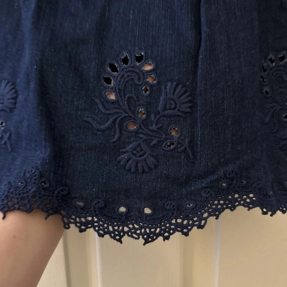 Madewell Navy Lace Hem Tank Top - Picture 5 of 7